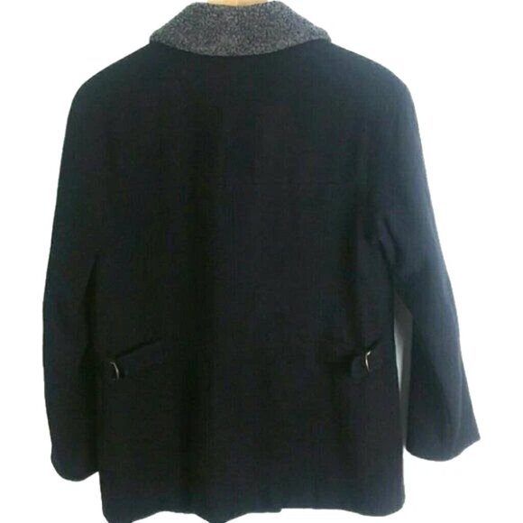 Braetan Black Wool Button Coat with Faux Fur Collar Women's Sz Small - Picture 2 of 7